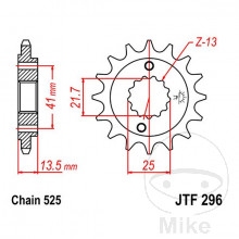 Pohon - Přední ozubené kolečko 16Z typ řetězu 525