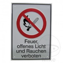 SIGN: FIRE, OPEN LIGHT AND SMOKING PROHIBITED